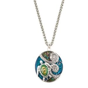 NWT Scroll and Vine Abalone Turtle 18" Necklace